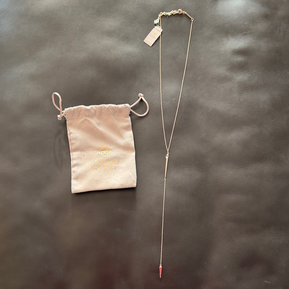 Kendra Scott Gold Lariat Necklace with Pouch